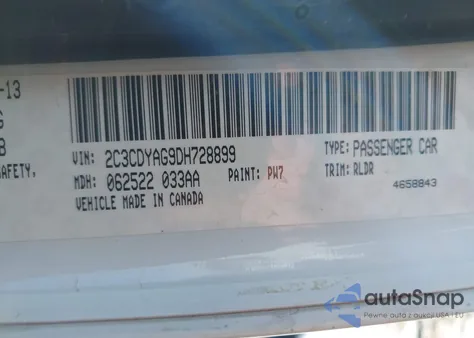 2013 Dodge Challenger Sxt Plus z USA, uszkodzony, nr VIN 2C3CDYAG9DH728899